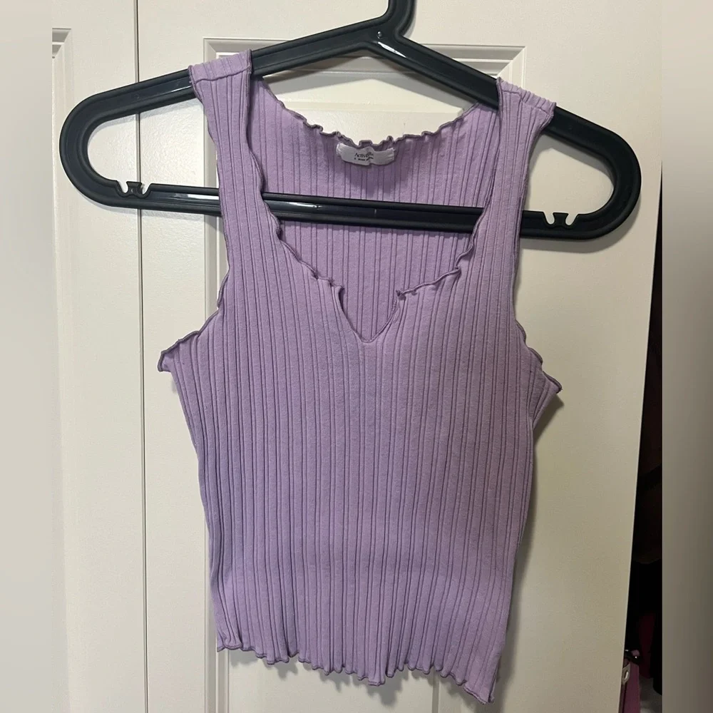 Active USA Purple Ribbed Sleeveless Tank Top - Picture 1 of 3